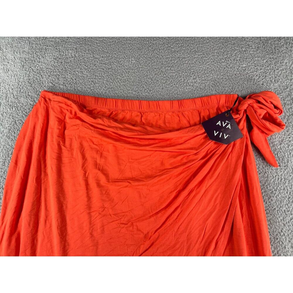 Ava & Viv Skirt Womens 2X Orange Stretch Waist Layered Flowy NWT - Picture 2 of 11